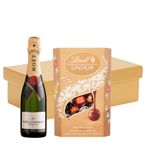 Half Bottle Of Moet and Chandon Brut Champagne 37.5cl And Chocolates In Gift Hamper
